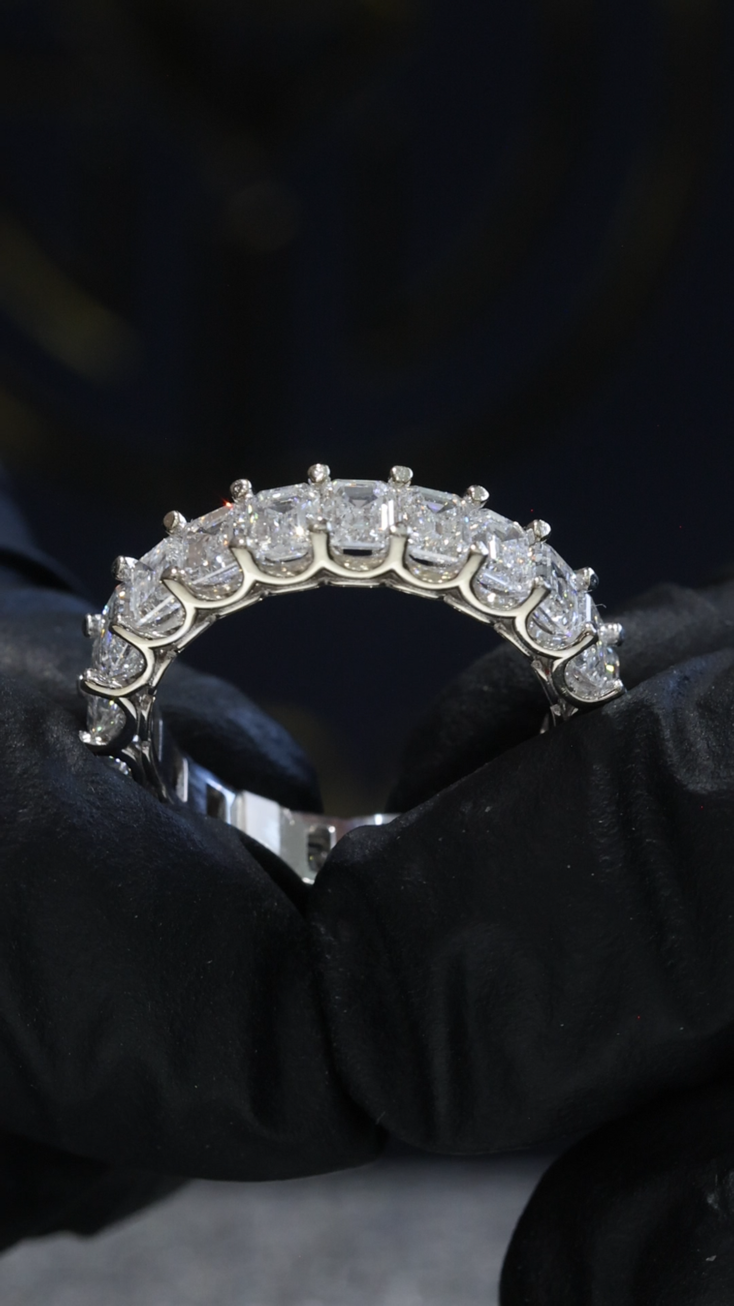 Emerald-Cut Lab-Grown Diamond Eternity Wedding Band in White Gold | Prong-Set Design