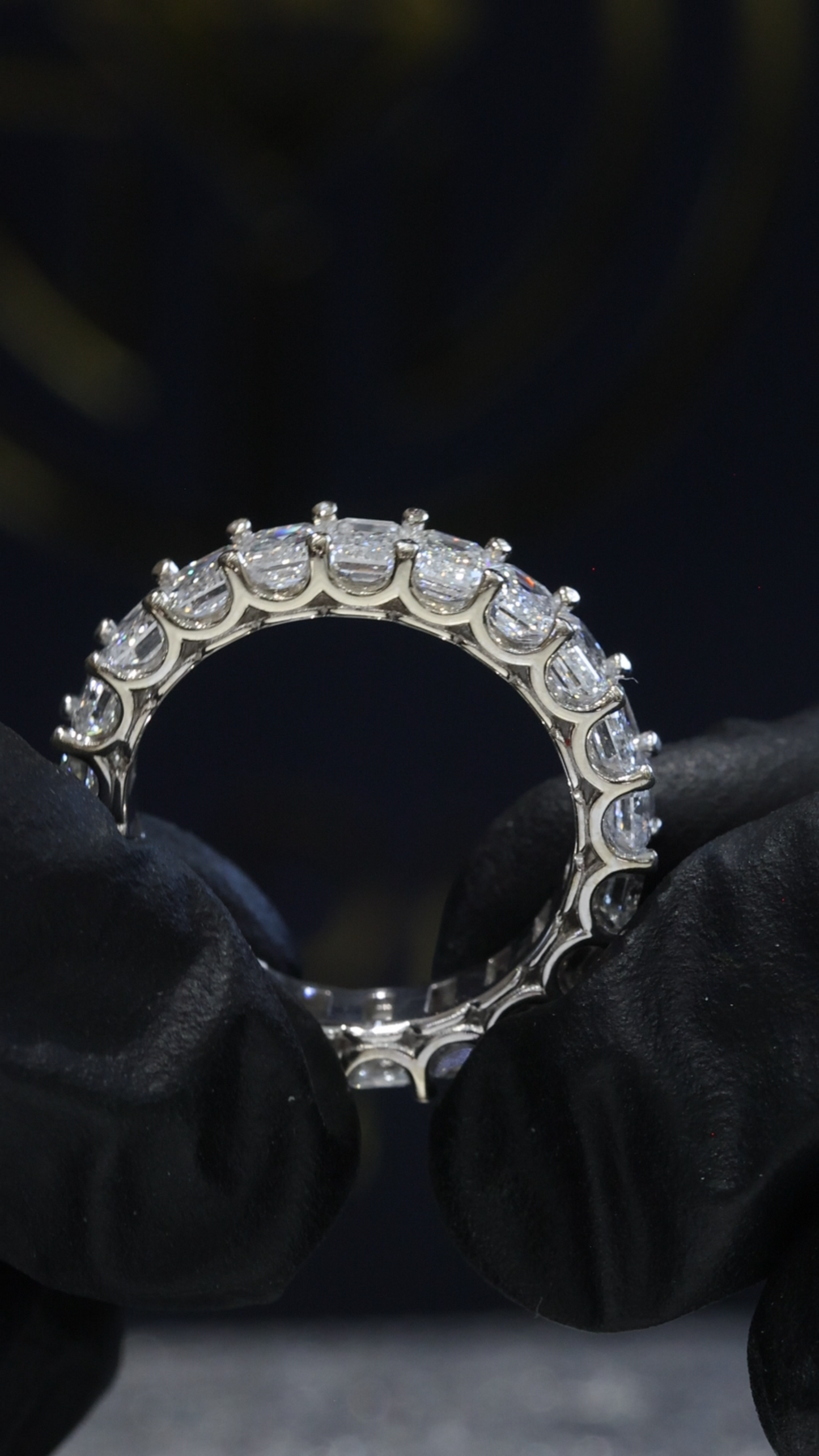 Emerald-Cut Lab-Grown Diamond Eternity Wedding Band in White Gold | Prong-Set Design