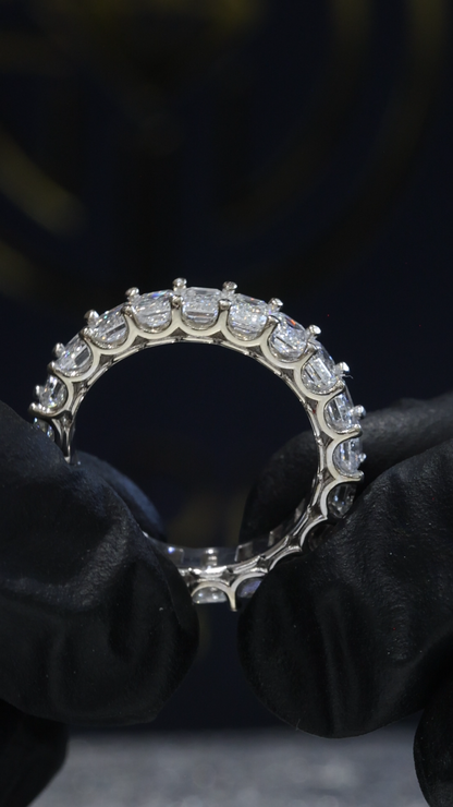 Emerald-Cut Lab-Grown Diamond Eternity Wedding Band in White Gold | Prong-Set Design