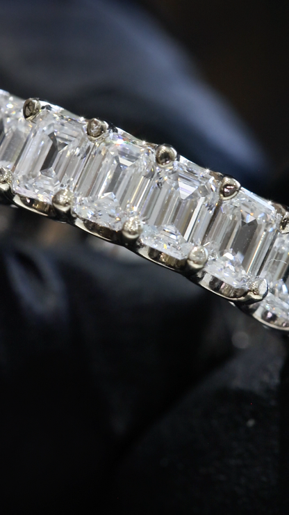 Emerald-Cut Lab-Grown Diamond Eternity Wedding Band in White Gold | Prong-Set Design