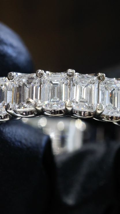 Emerald-Cut Lab-Grown Diamond Eternity Wedding Band in White Gold | Prong-Set Design