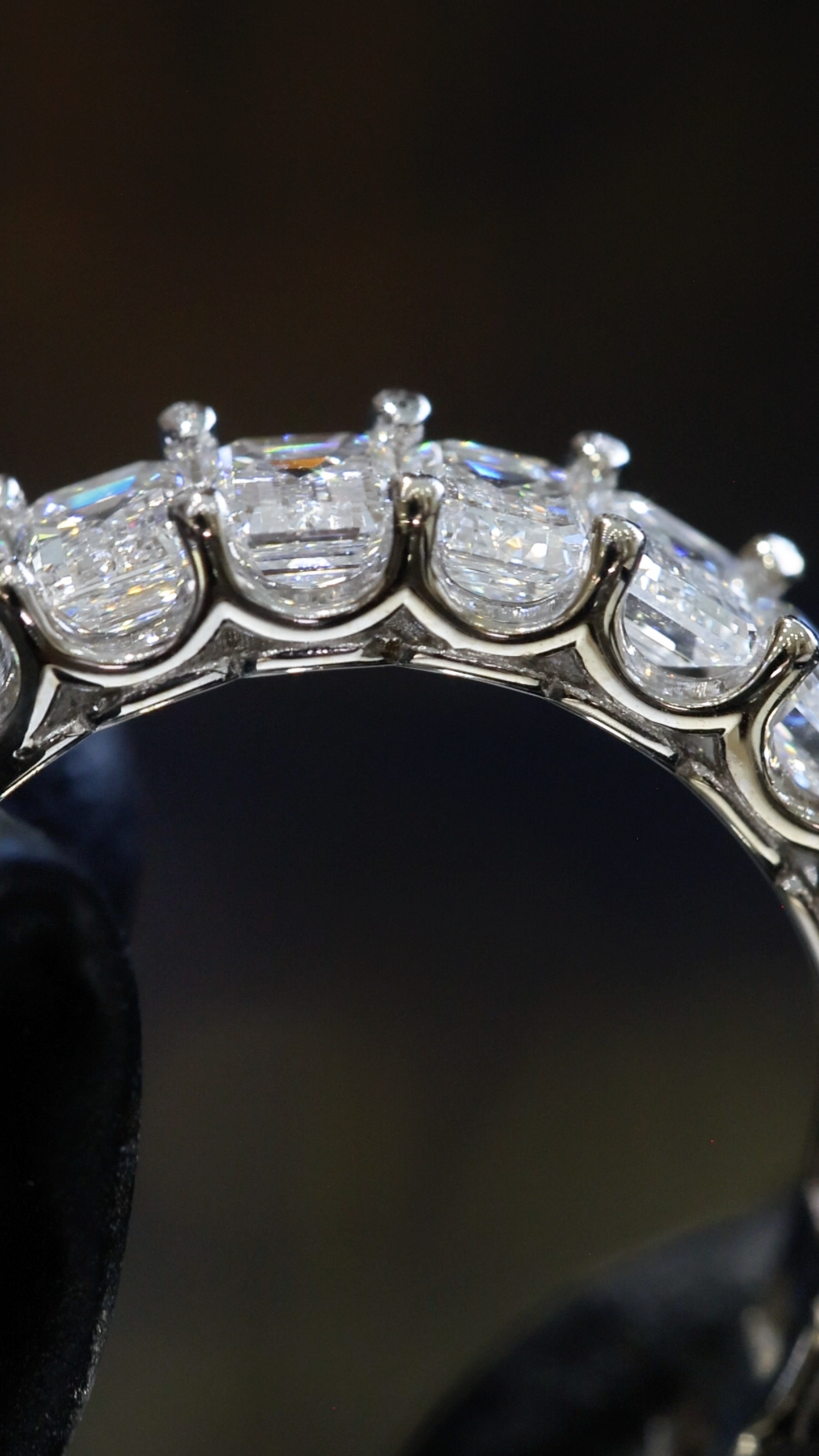 Emerald-Cut Lab-Grown Diamond Eternity Wedding Band in White Gold | Prong-Set Design