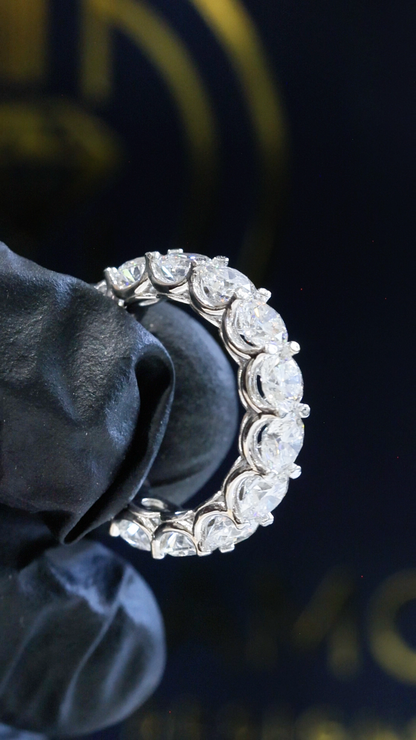 Round-Cut Lab-Grown Diamond Eternity Wedding Band in White Gold | Prong-Set Design