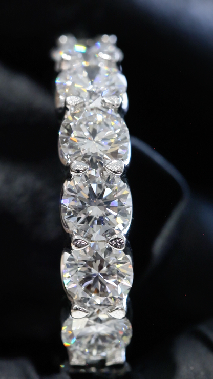 Round-Cut Lab-Grown Diamond Eternity Wedding Band in White Gold | Prong-Set Design