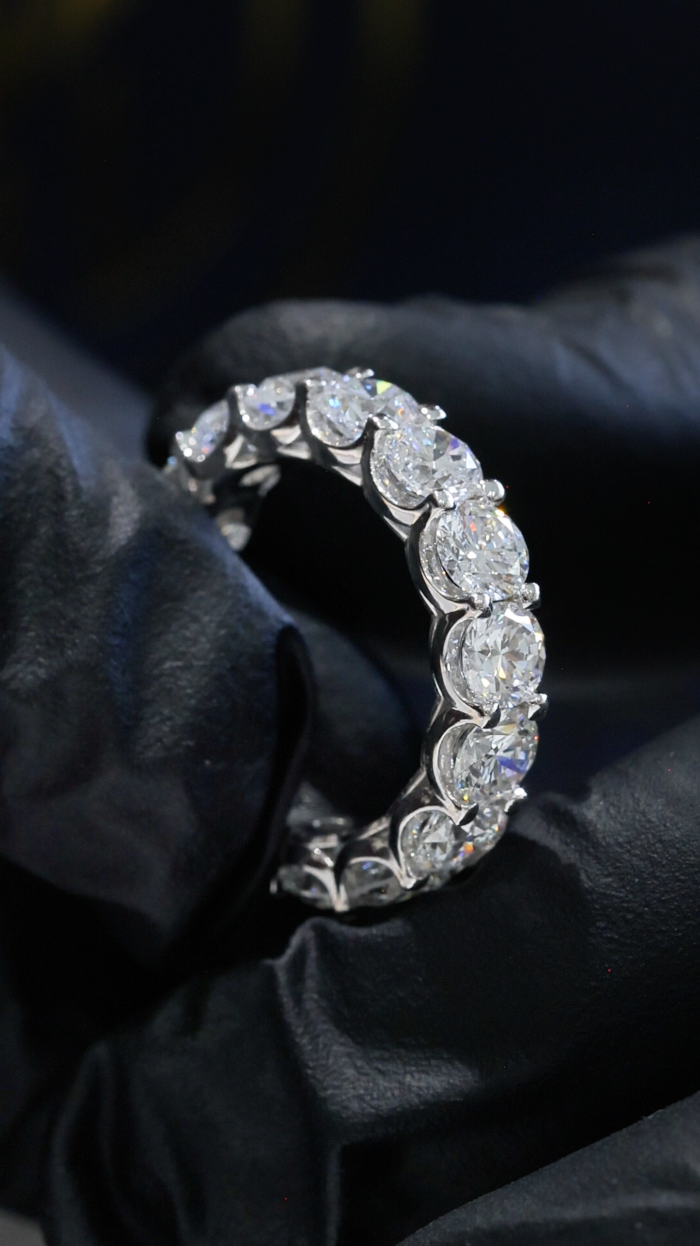 Round-Cut Lab-Grown Diamond Eternity Wedding Band in White Gold | Prong-Set Design