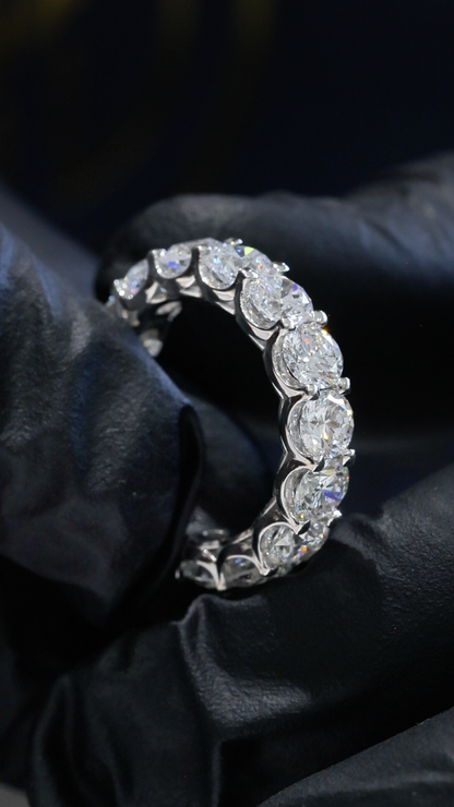 Round-Cut Lab-Grown Diamond Eternity Wedding Band in White Gold | Prong-Set Design