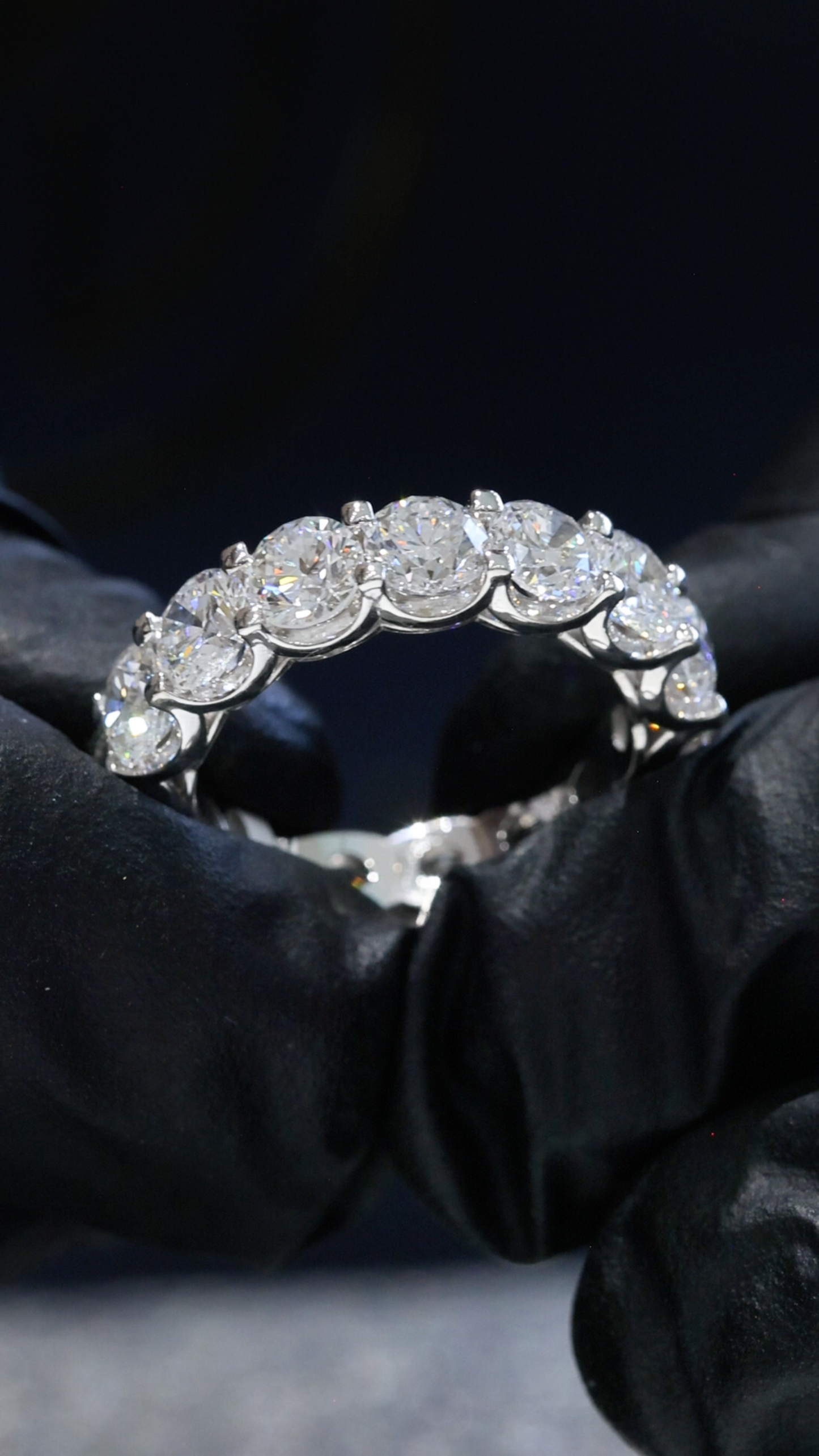 Round-Cut Lab-Grown Diamond Eternity Wedding Band in White Gold | Prong-Set Design