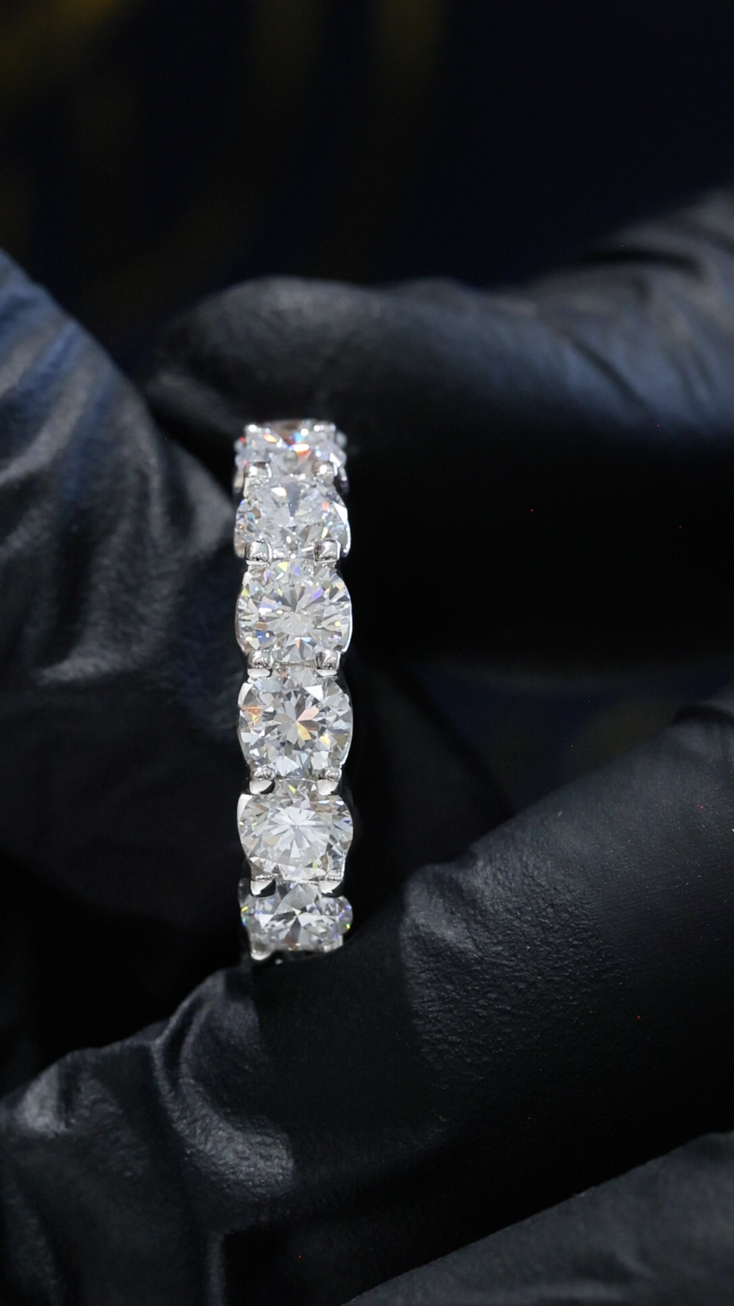 Round-Cut Lab-Grown Diamond Eternity Wedding Band in White Gold | Prong-Set Design