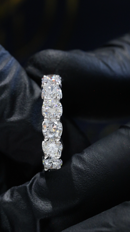 Round-Cut Lab-Grown Diamond Eternity Wedding Band in White Gold | Prong-Set Design