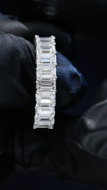 Emerald-Cut Lab-Grown Diamond Eternity Wedding Band in White Gold | Prong-Set Design