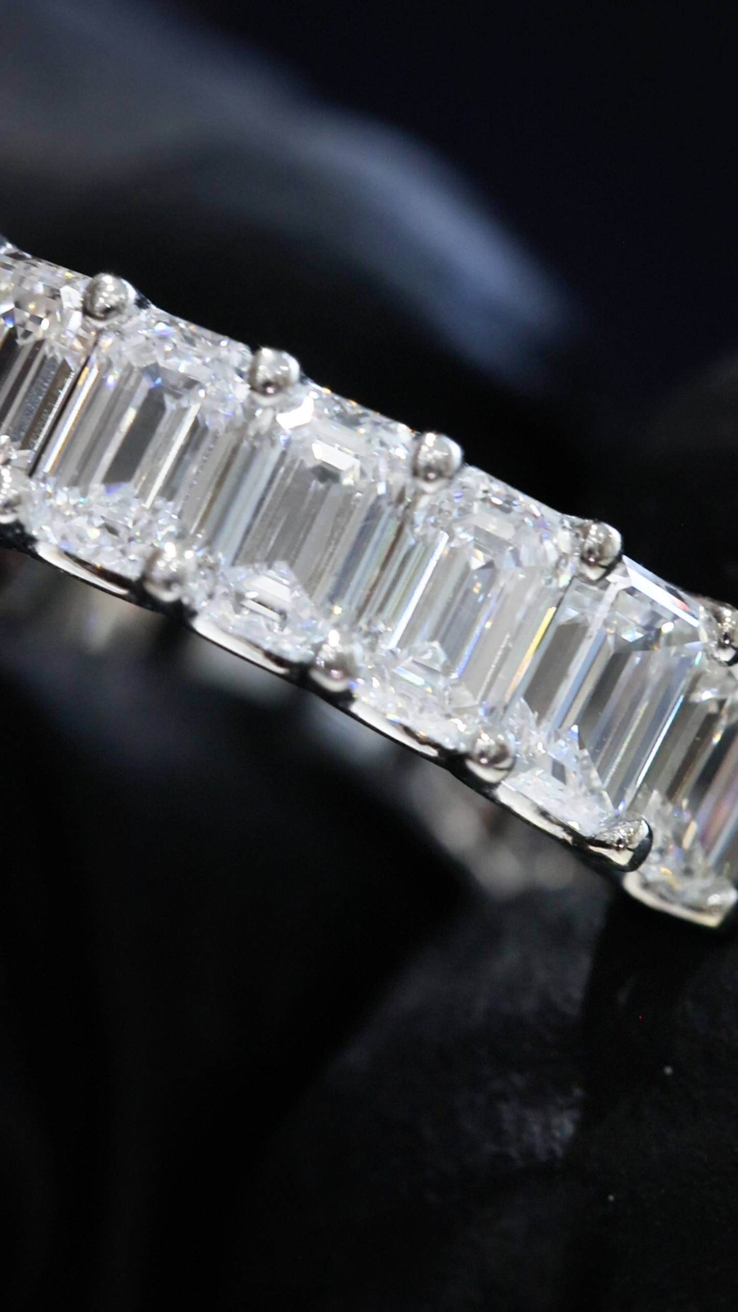 Emerald-Cut Lab-Grown Diamond Eternity Wedding Band in White Gold | Prong-Set Design