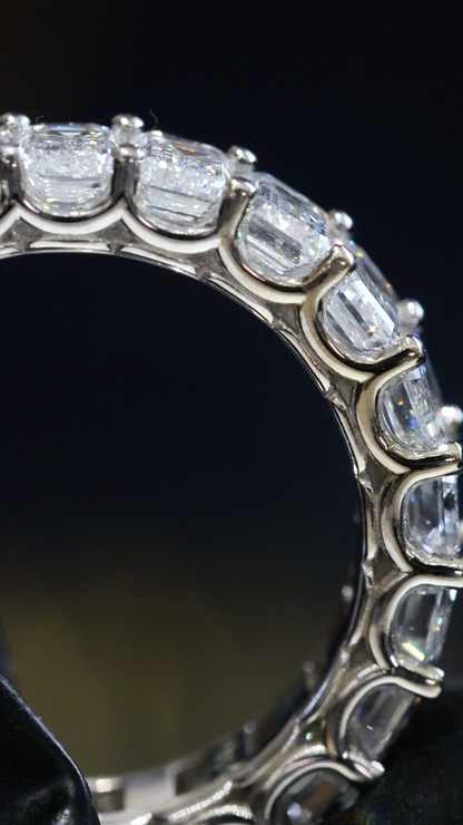 Emerald-Cut Lab-Grown Diamond Eternity Wedding Band in White Gold | Prong-Set Design