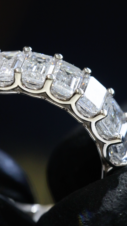 Emerald-Cut Lab-Grown Diamond Eternity Wedding Band in White Gold | Prong-Set Design