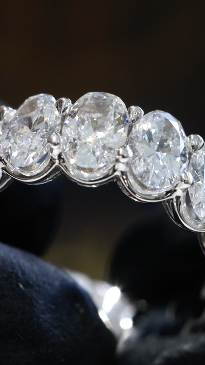 Oval-Cut Lab-Grown Diamond Eternity Wedding Band in White Gold | Prong-Set Design