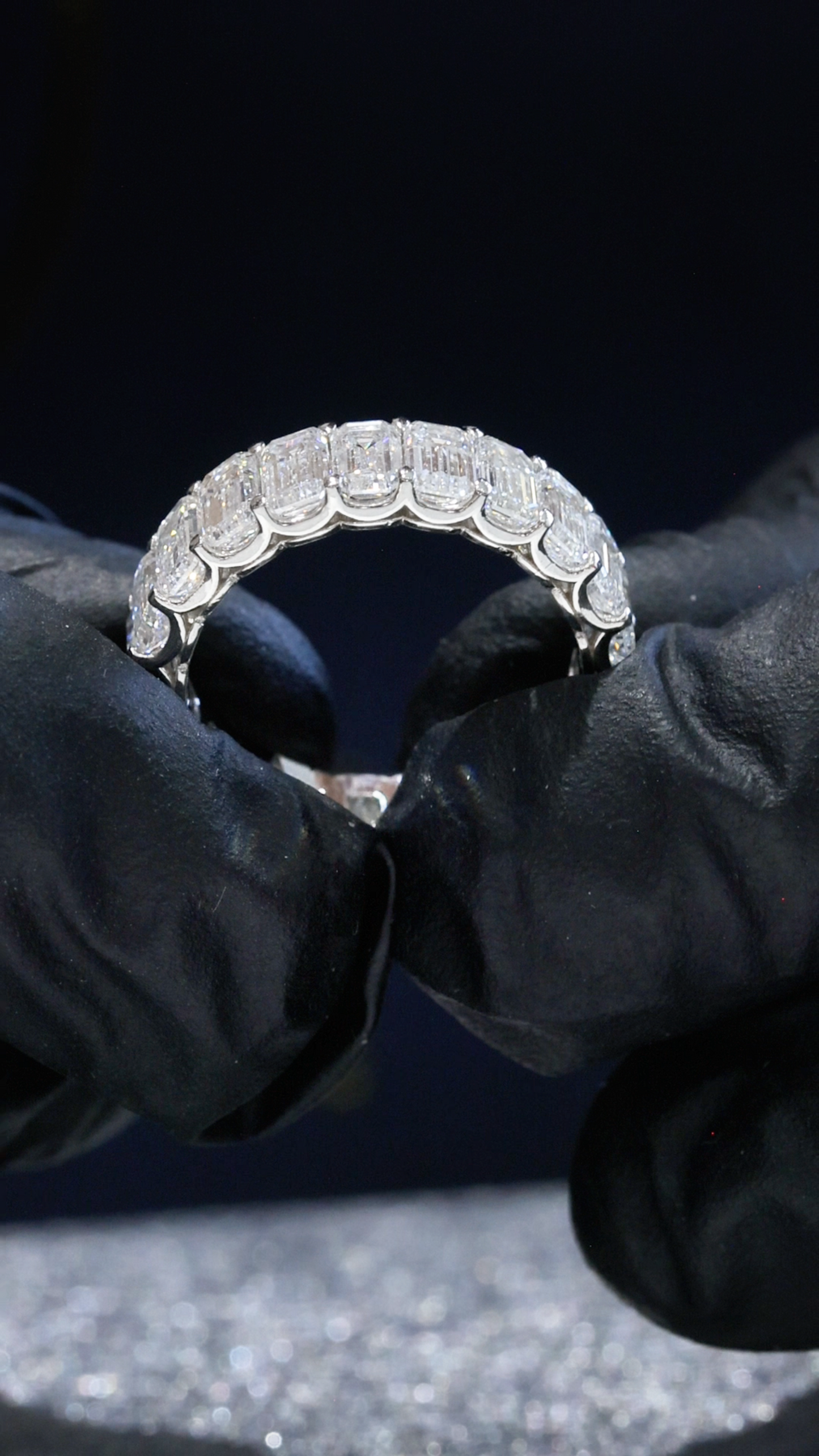 Emerald-Cut Lab-Grown Diamond Eternity Wedding Band in White Gold | Prong-Set Design