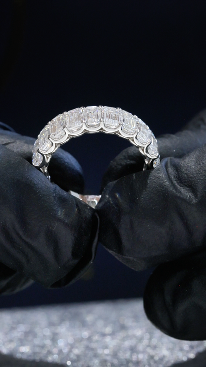 Emerald-Cut Lab-Grown Diamond Eternity Wedding Band in White Gold | Prong-Set Design