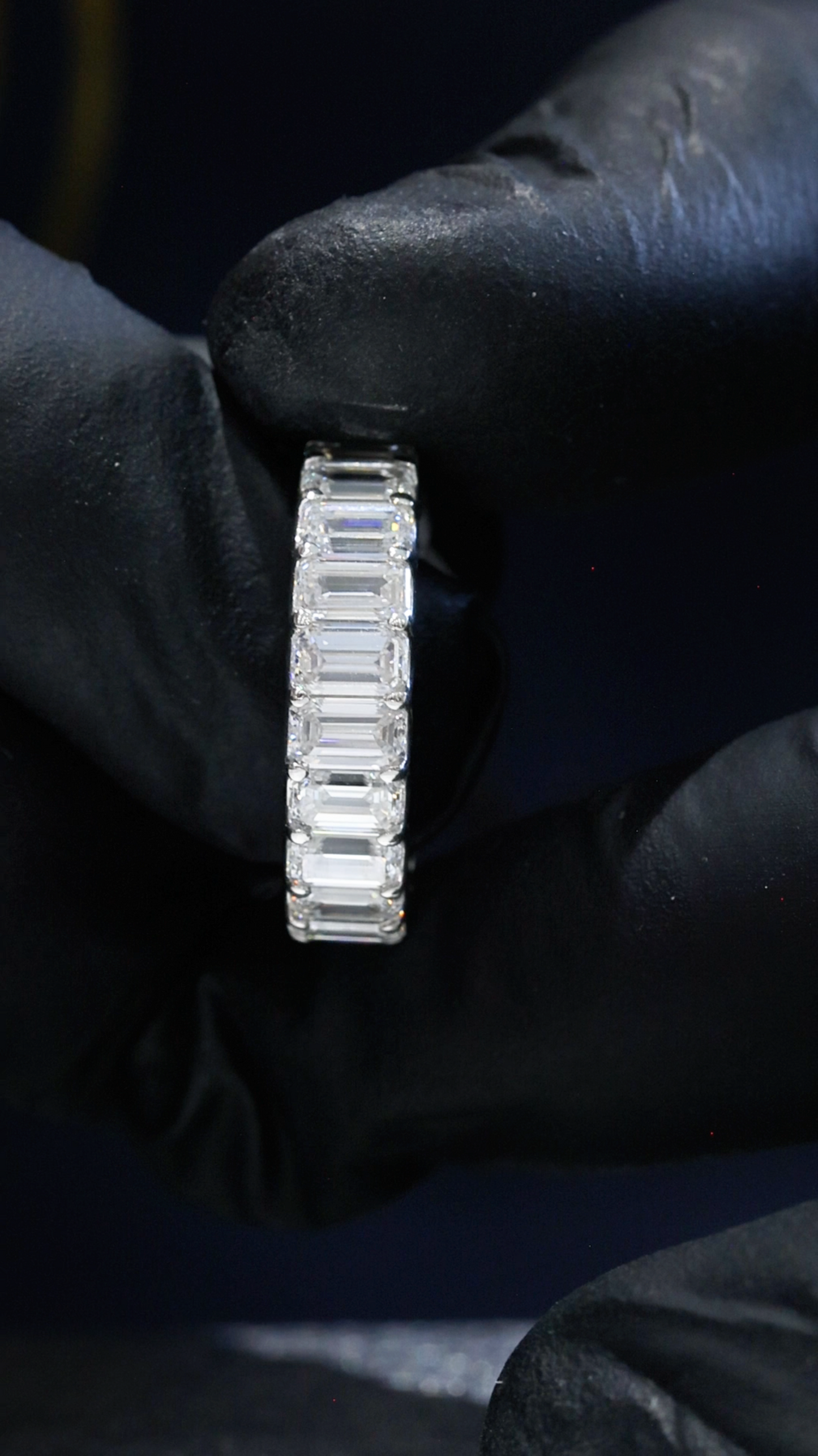 Emerald-Cut Lab-Grown Diamond Eternity Wedding Band in White Gold | Prong-Set Design