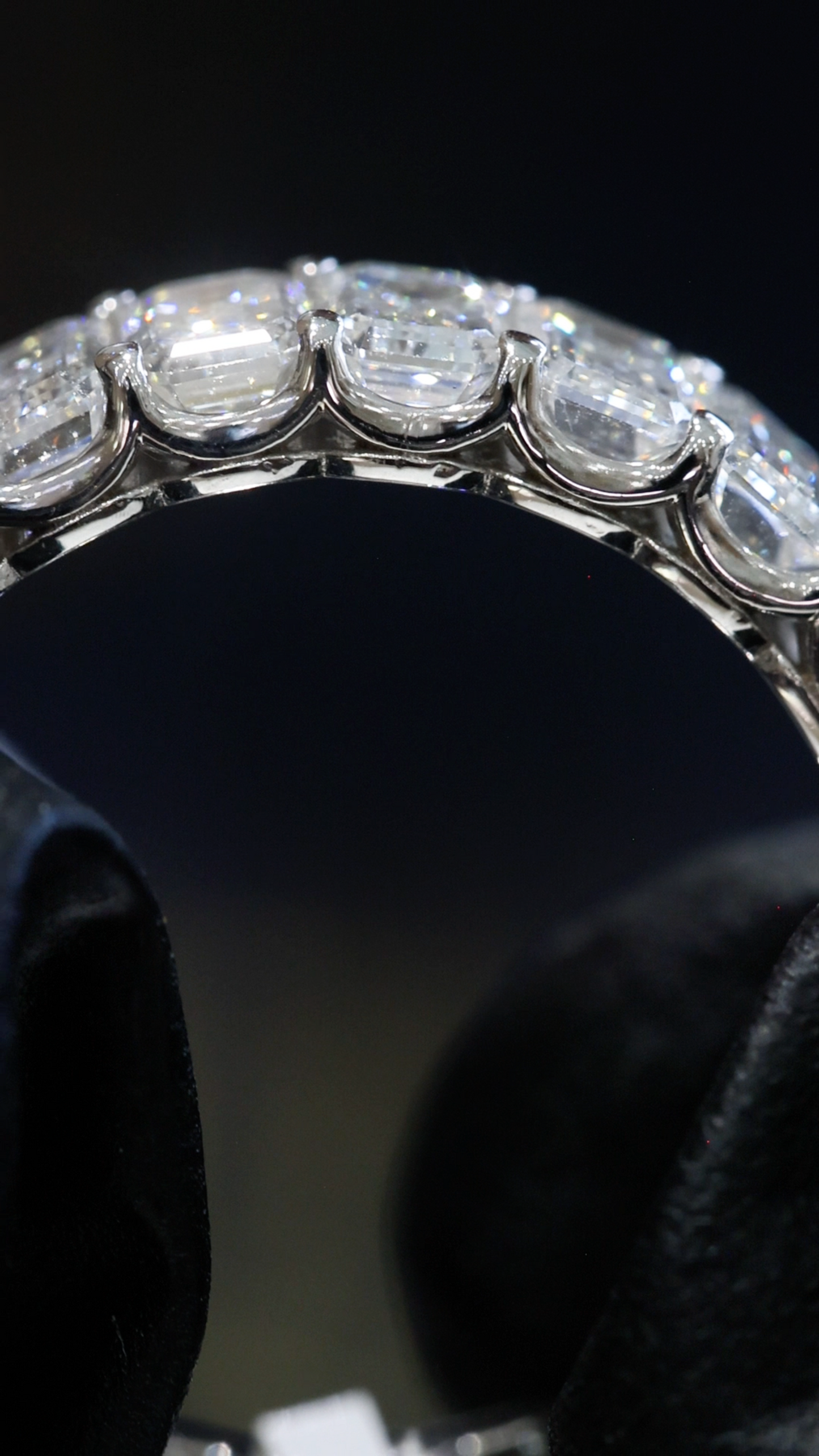Emerald-Cut Lab-Grown Diamond Eternity Wedding Band in White Gold | Prong-Set Design