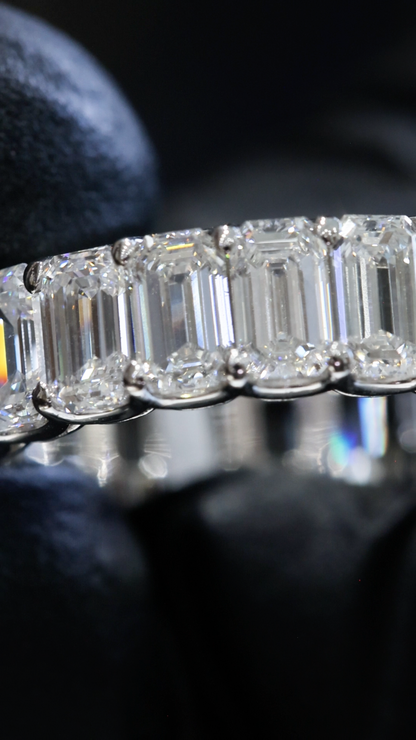 Emerald-Cut Lab-Grown Diamond Eternity Wedding Band in White Gold | Prong-Set Design