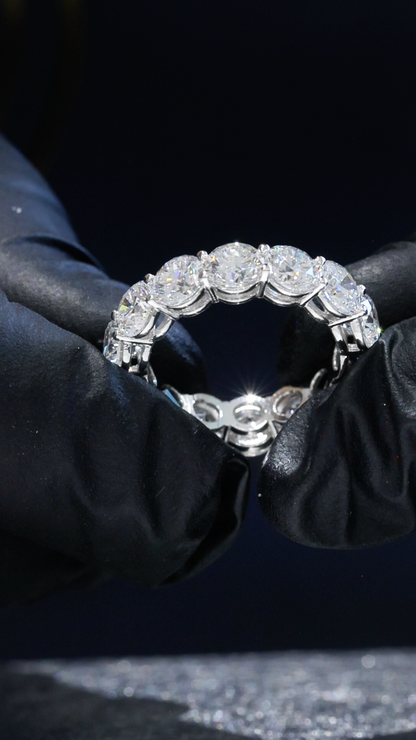 Round-Cut Lab-Grown Diamond Eternity Wedding Band in White Gold | Prong-Set Design