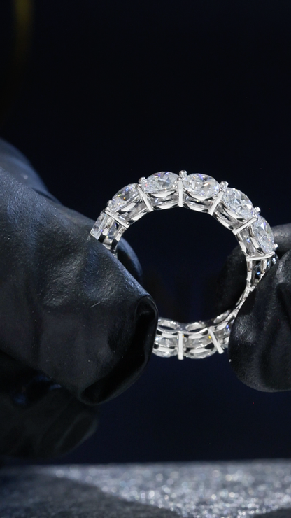 Round-Cut Lab-Grown Diamond Eternity Wedding Band in White Gold | Prong-Set Design