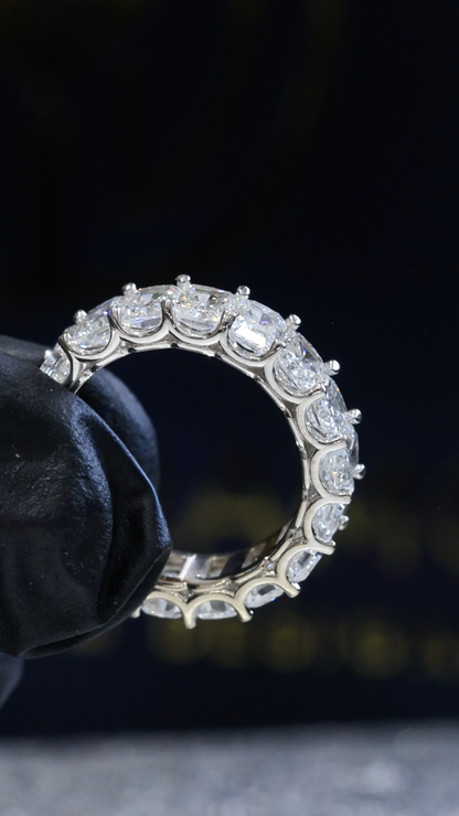 Emerald-Cut Lab-Grown Diamond Eternity Wedding Band in White Gold | Prong-Set Design