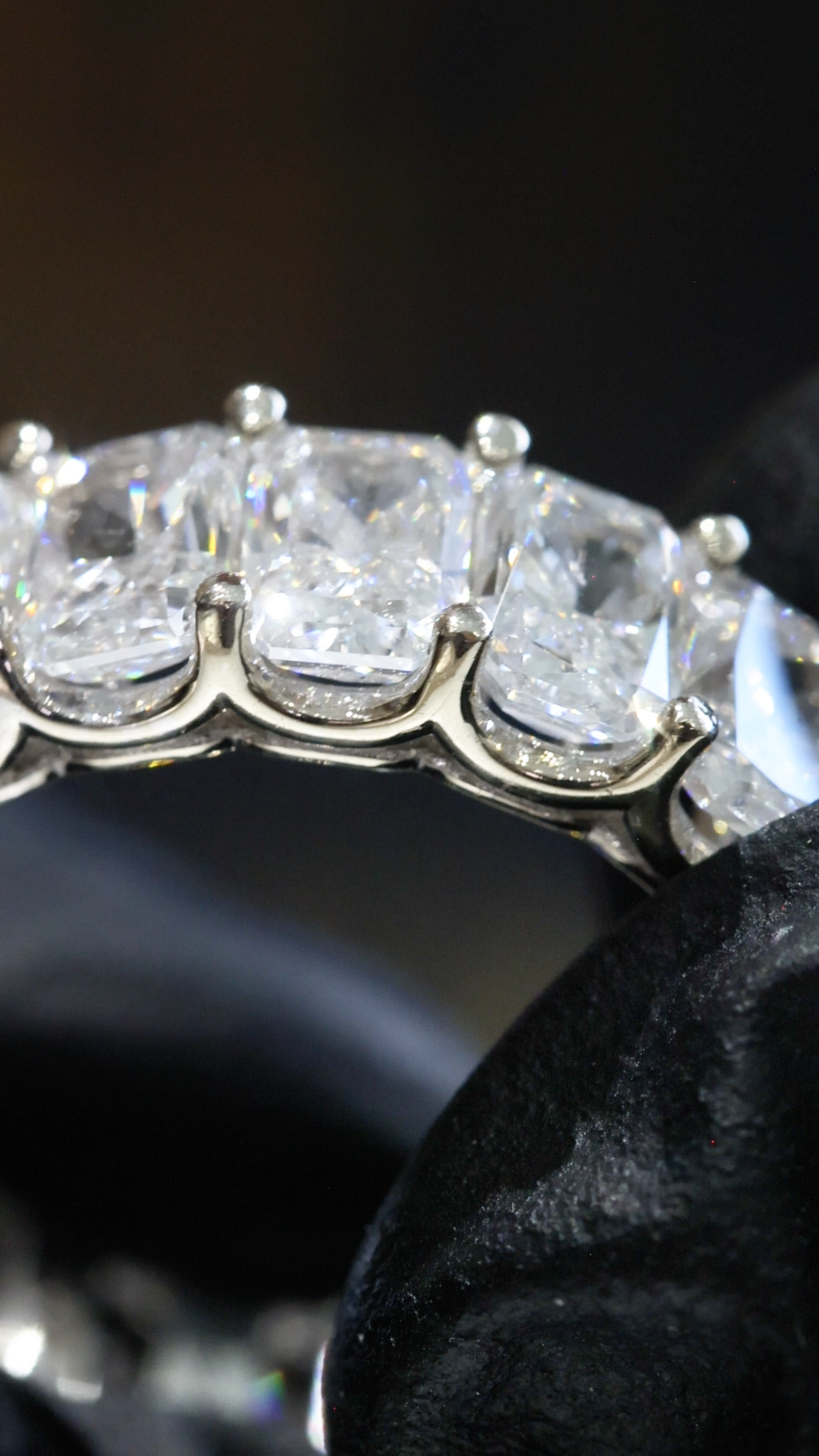 Emerald-Cut Lab-Grown Diamond Eternity Wedding Band in White Gold | Prong-Set Design