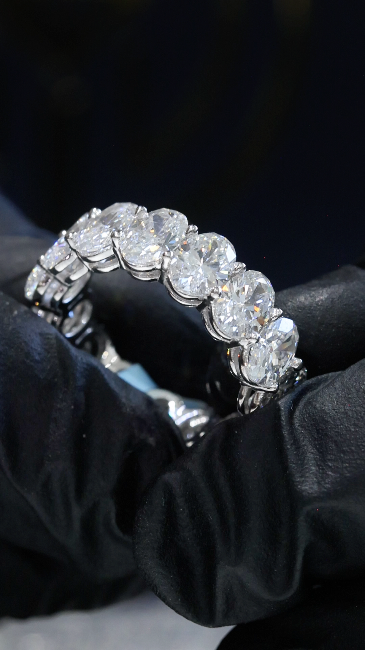 Oval-Cut Lab-Grown Diamond Eternity Wedding Band in White Gold | Prong-Set Design