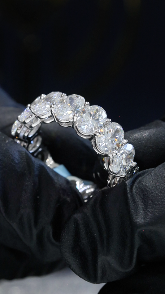 Oval-Cut Lab-Grown Diamond Eternity Wedding Band in White Gold | Prong-Set Design