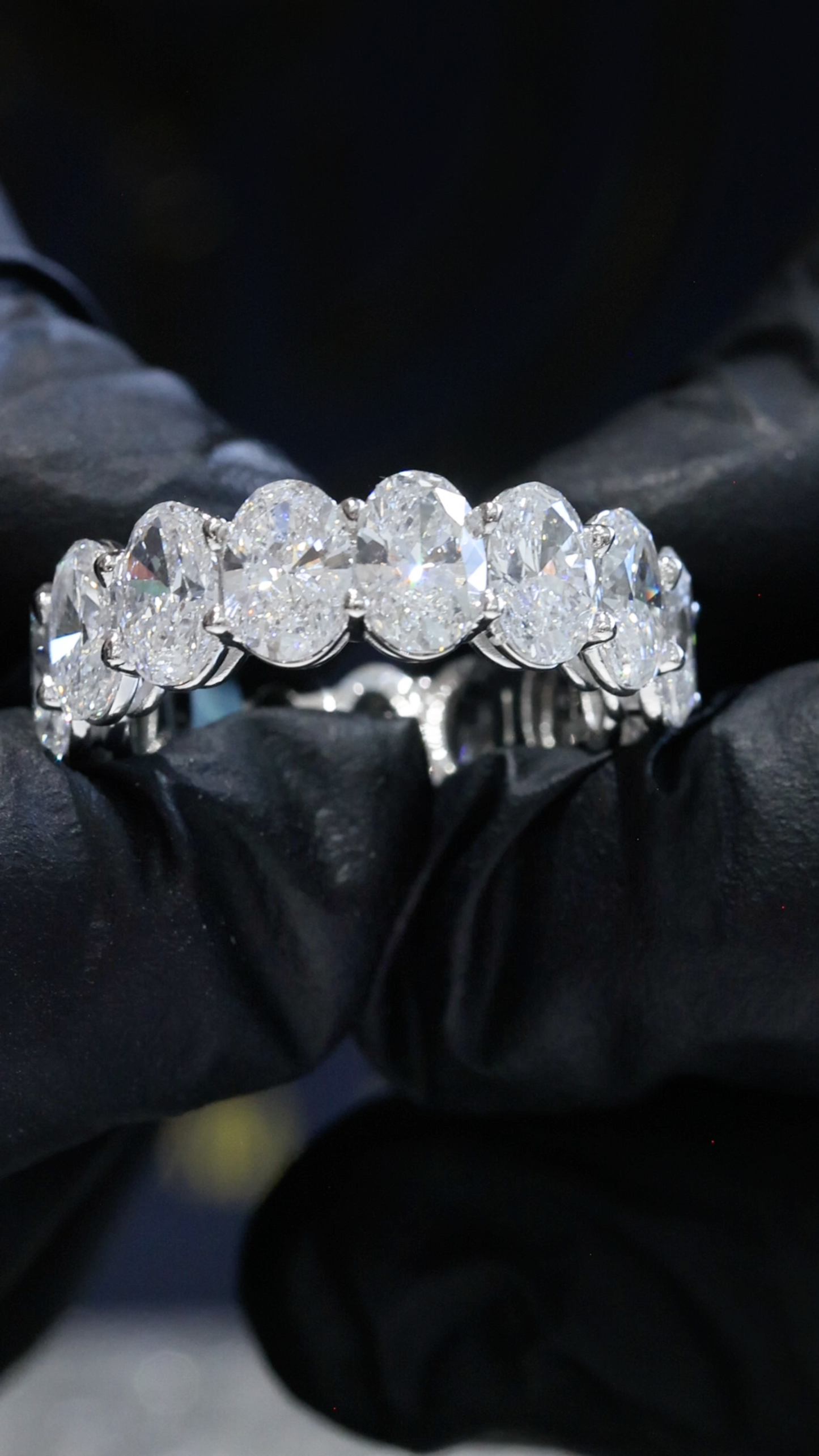 Oval-Cut Lab-Grown Diamond Eternity Wedding Band in White Gold | Prong-Set Design