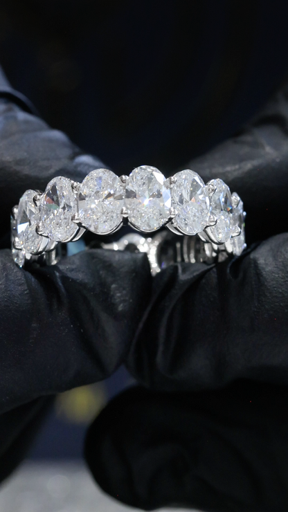 Oval-Cut Lab-Grown Diamond Eternity Wedding Band in White Gold | Prong-Set Design