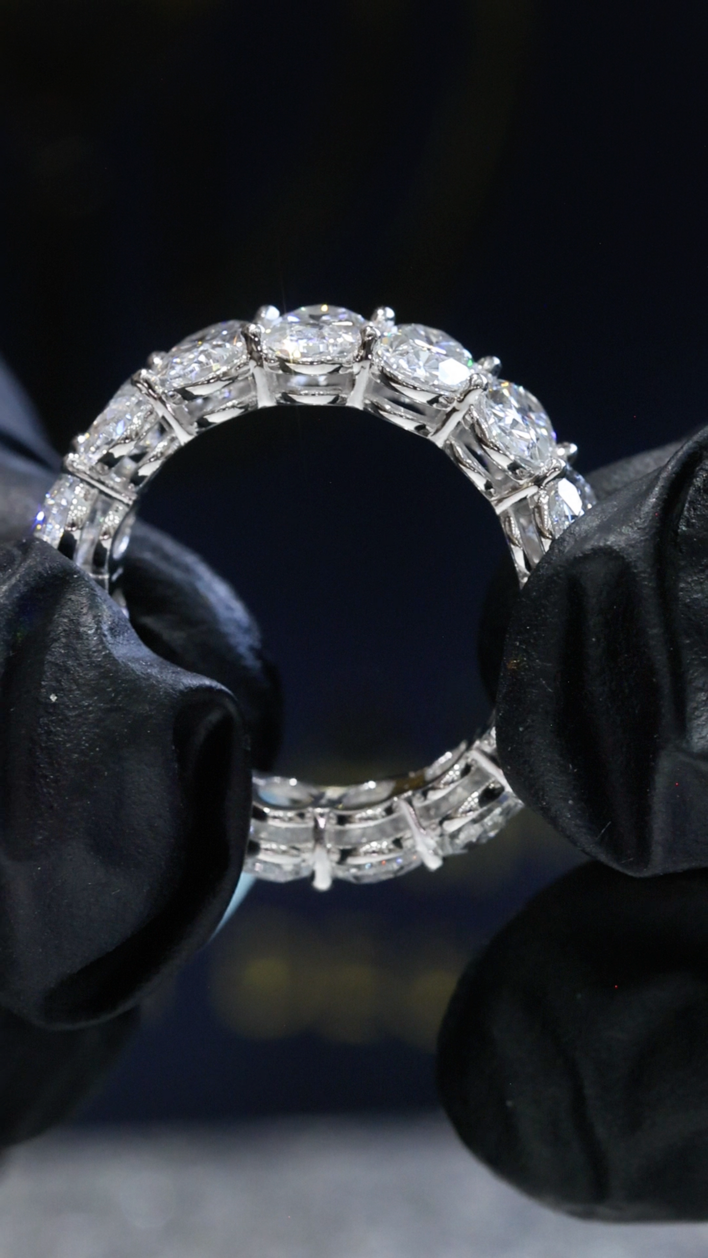 Oval-Cut Lab-Grown Diamond Eternity Wedding Band in White Gold | Prong-Set Design