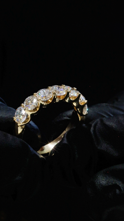 Round-Cut Lab-Grown Diamond Eternity Wedding Band in Yellow Gold | Prong-Set Design