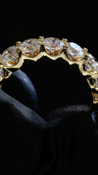 Round-Cut Lab-Grown Diamond Eternity Wedding Band in Yellow Gold | Prong-Set Design