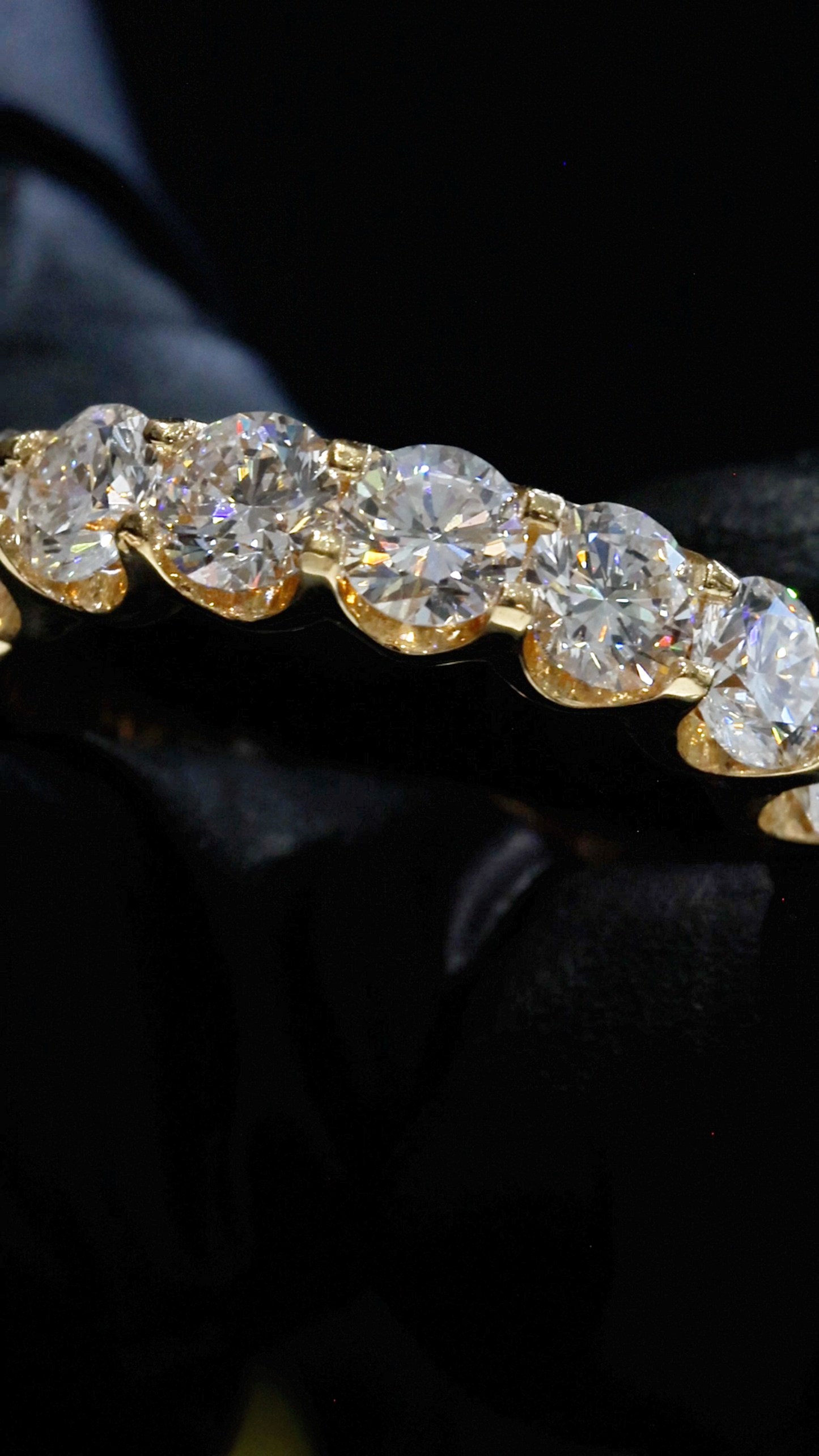 Round-Cut Lab-Grown Diamond Eternity Wedding Band in Yellow Gold | Prong-Set Design