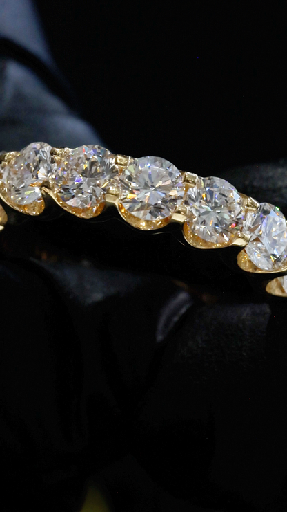 Round-Cut Lab-Grown Diamond Eternity Wedding Band in Yellow Gold | Prong-Set Design