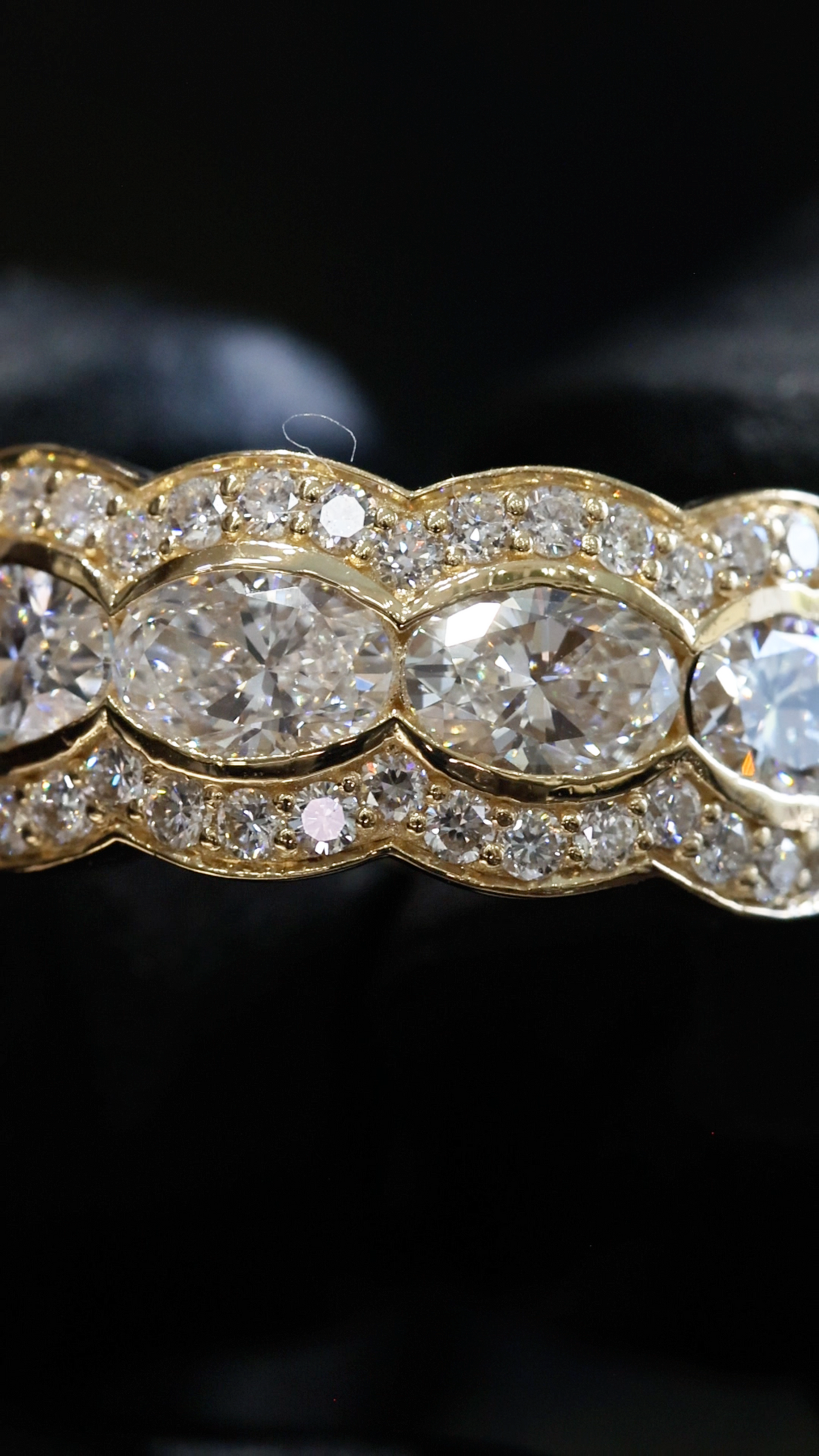 Round-Cut Lab-Grown Diamond Halo Ring with Split Pavé Shank in Yellow Gold | Prong-Set Design
