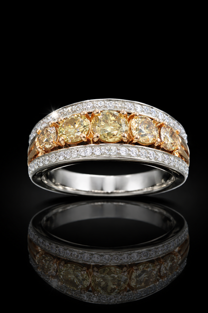 Natural Brown Diamond Multi-Stone Band Ring in Two-Tone Gold | Bold Luxe Design