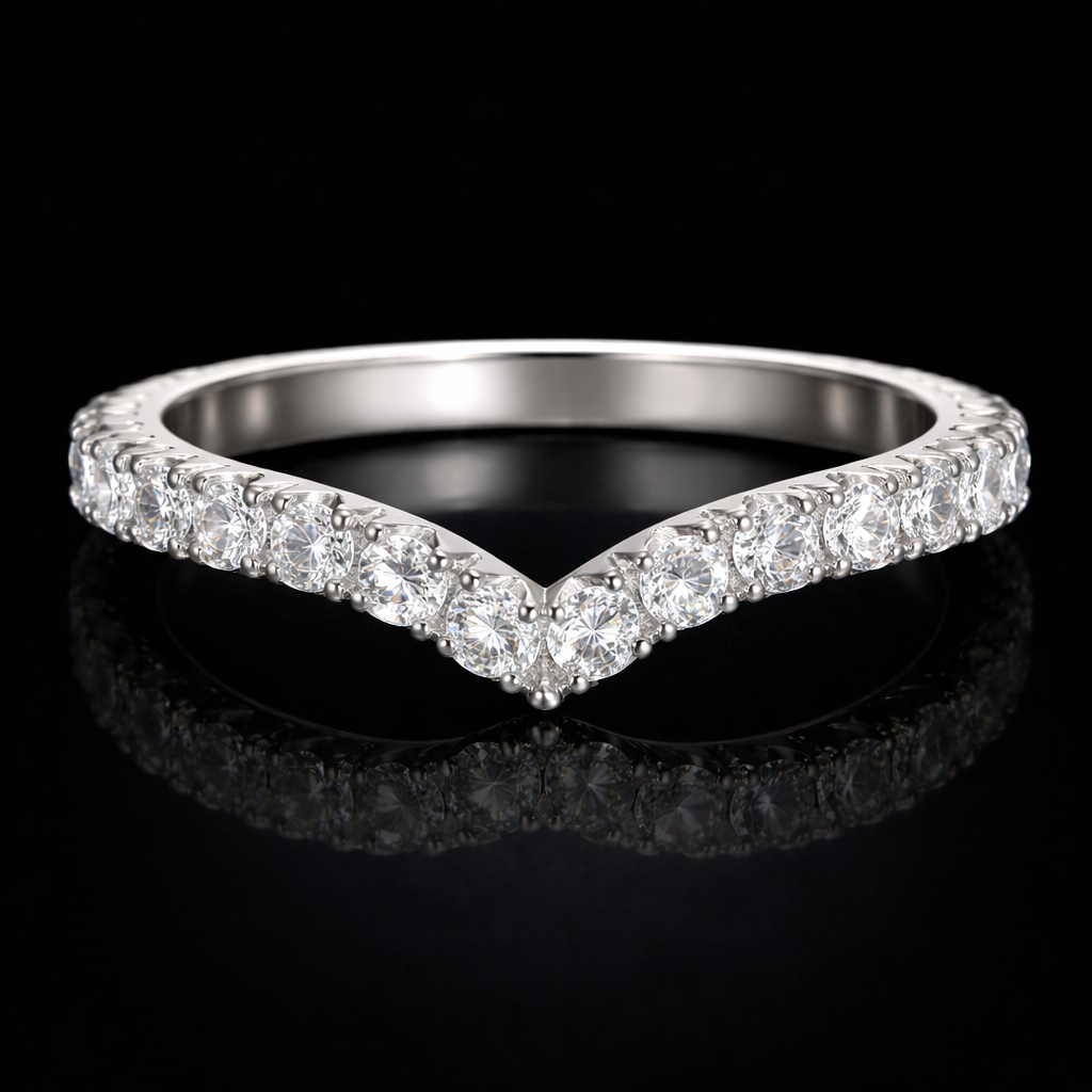 Curved wedding bands for engagement rings
