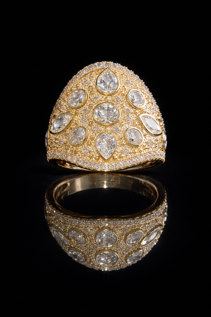 Natural Diamond Multi-Shape Cluster Ring in Yellow Gold | Bold Statement Luxury Design