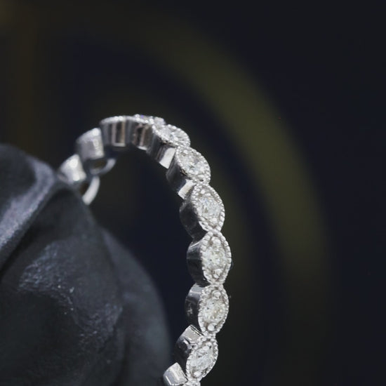 Natural Diamond Marquise-Style Eternity Band in 14K White Gold .3ct houston jeweler