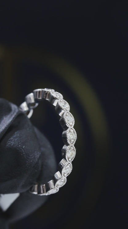 Natural Diamond Marquise-Style Eternity Band in 14K White Gold .3ct houston jeweler