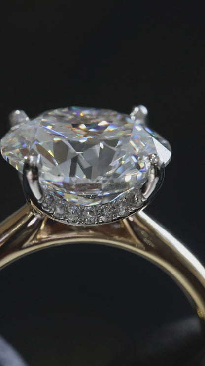 Round Lab-Grown Diamond Solitaire Ring in Yellow Gold | Hidden Halo Prong Setting