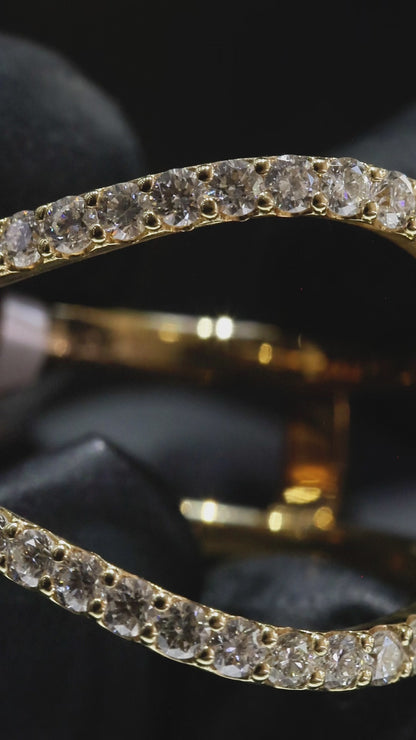 Natural Diamond Open Bypass Double Row Pavé Ring in Yellow Gold | .9CT GH.SI