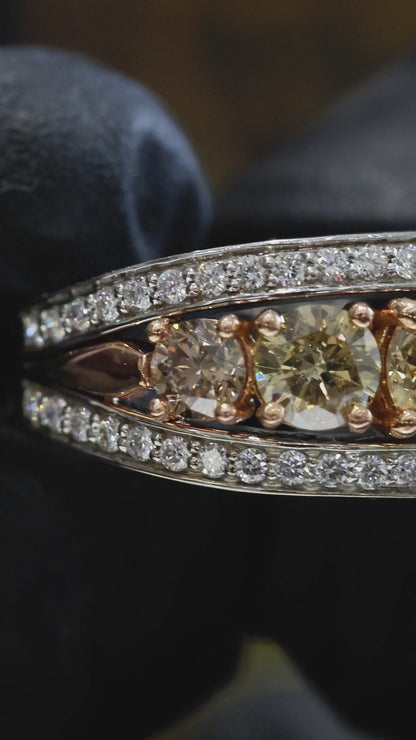 Natural Brown Diamond Multi-Stone Band Ring in Two-Tone Gold | Bold Luxe Design