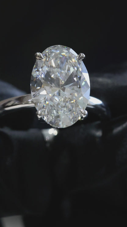 Oval-Cut Lab-Grown Diamond Solitaire Ring in White Gold | Classic Prong Setting