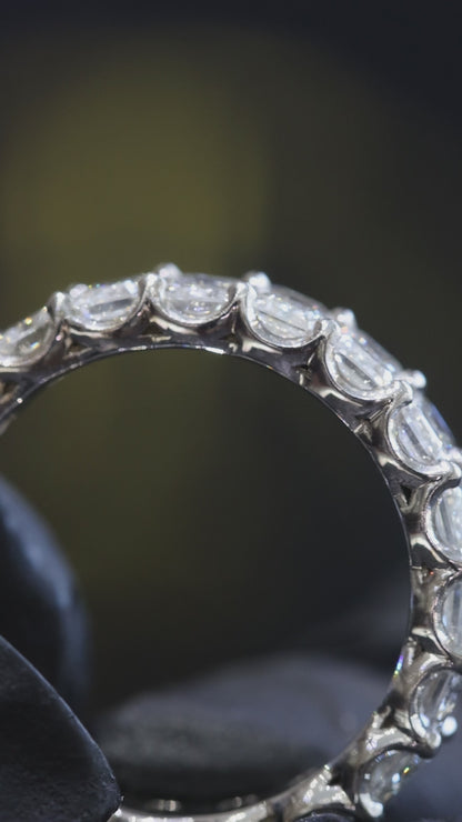 Emerald Cut Diamond Eternity Band in White Gold | 5.29 CTW