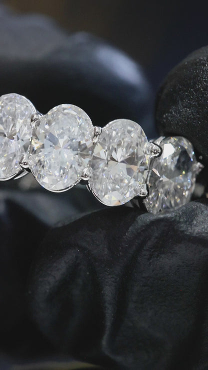 Oval-Cut Lab-Grown Diamond Eternity Wedding Band in White Gold | Prong-Set Design