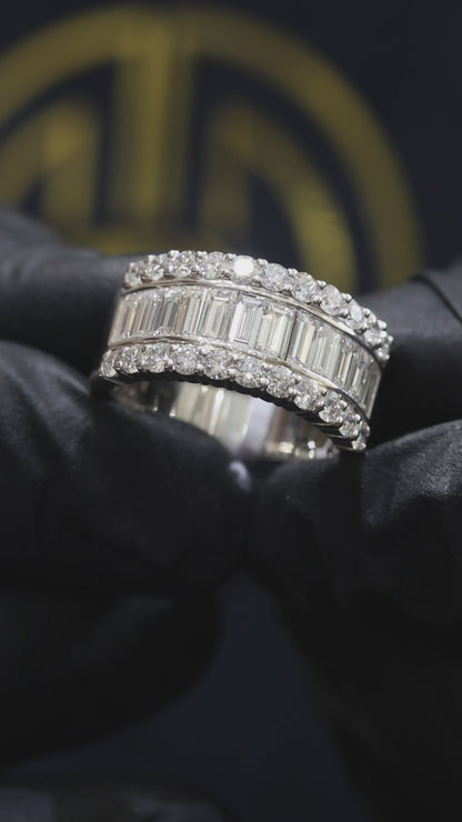 Baguette & Round Diamond Band in White Gold | 2.85 CTW