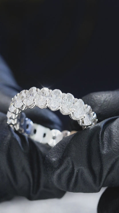 Oval-Cut Lab-Grown Diamond Eternity Band in White Gold | Prong-Set Design